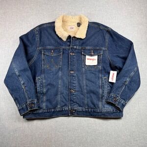 Wrangler Blue Denim Jacket with Cream Sherpa Collar